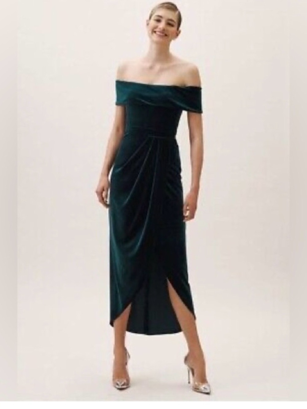 BHLDN Edison Dark Green Velvet Dress formal size 4